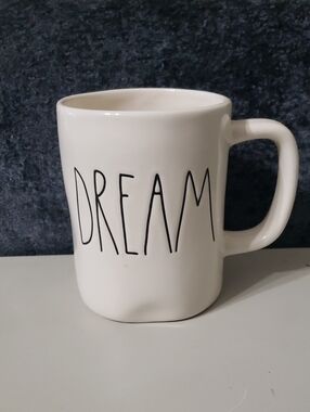 Rae Dunn White Mug with Black 'DREAM' Lettering